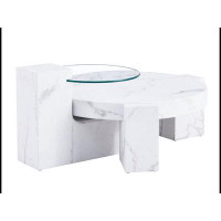 MR A modern, fashionable, and durable marble textured MDF coffee table with a side table. WQLY322-W1151132018