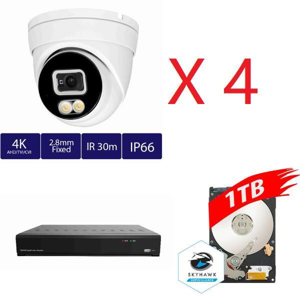 Monthly promotion! Aibase 4CH 4K AI HD Smart Illumination Kit: XVR-3104-AI+1TB HDD+ 4pcs IX3138-LED in Security Systems