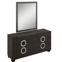 Orren Ellis Madalyn 6 Drawer 62" W Solid Wood Double Dresser with Mirror