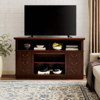 Astoria Grand Traditional TV Media Stand Farmhouse Rustic Entertainment Console For TV Up To 65" With Open And Closed St