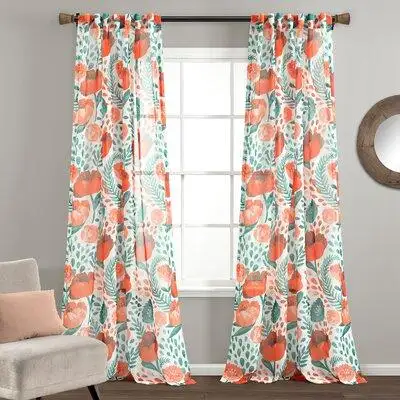 Special Edition by Lush Decor Poppy Garden Sheer Window Curtain Panels Multi 52X84 Set