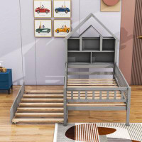 Harper Orchard Twin Wooden Platform Bed with House-Shaped Headboard and Twin Size Trundle
