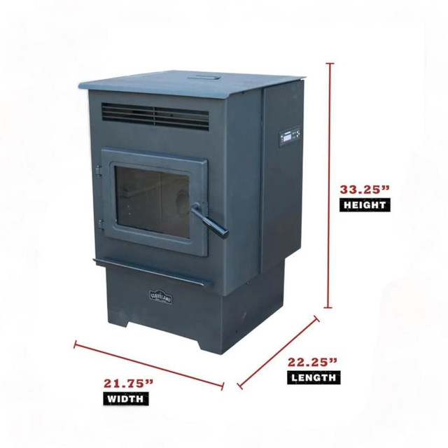 CLEVELAND IRON WORKS PS60W-CIW MEDIUM PELLET STOVE - 60 LBS HOPPER + SUBSIDIZED SHIPPING + 1 YEAR WARRANTY in Fireplace & Firewood - Image 2