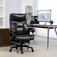 Hokku Designs Zirah Heavy Duty Black Pu Leather Office Chair: Supports Up To 400lb For Extended Use