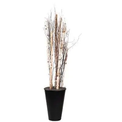 Union Rustic Birch Poles and Birch Tree Tops Metal Plant in Planter