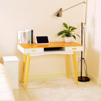Ebern Designs Wooden Vanity Table Makeup Dressing Desk Writing Desk Computer Table With Solid Wood Top Panel