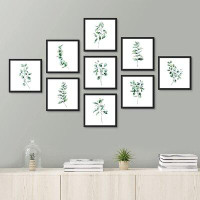 SIGNLEADER Pastel Watercolor Forest Plants Nature Wilderness Illustrations Modern Art Chic Boho Relax/Calm - 9 Piece Pic