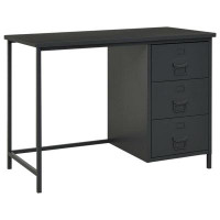 Latitude Run® TDC Industrial Desk with Drawers White 41.3"x20.5"x29.5" Steel