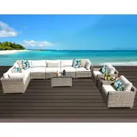 Lark Manor Anupras 11 Piece Outdoor Sectional Conversation Set with Club Chairs, and Storage Coffee Tables