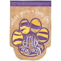 The Holiday Aisle® TIGER PAW GEAUX AWAY FLAG BURLAP LARGE