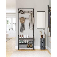 17 Stories Coat Rack, Hall Tree With Shoe Bench For Entryway, Entryway Bench With Coat Rack, 4-In-1, With 9 Removable Ho