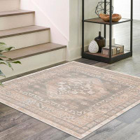 Bungalow Rose Traditional Matthei Area Rug Ivory Colour