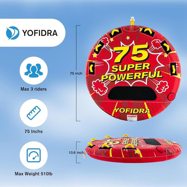 Yofidra Towable Tubes for Boating 1-3 Persons, with Quick Connect Head and Storage Bag in Water Sports in Ontario - Image 2