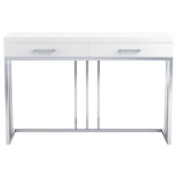 Brayden Studio Dashanta 2-drawer Rectangular Sofa Table Glossy White and Chrome