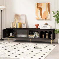 Mercer41 Modern TV Stand For 70+ Inch TV, Entertainment Centre TV Media Console Table, With 3 Shelves And 2 Cabinets, TV