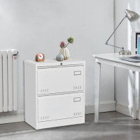 Inbox Zero Lexxie Lateral Metal Filing Cabinet With 2 Lockable Drawers, 23.6"Wide, Ideal For Legal File Storage