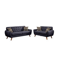 Corrigan Studio Loveseat 2Pc Sofa Set Living Room Furniture Plywood Tufted Couch Pillows