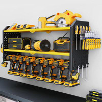Color of the face home Power Tool OrganizerLarge 8 Drill Holder Wall Mount With 2 Side PegboardsHeavy Duty Metal Tool