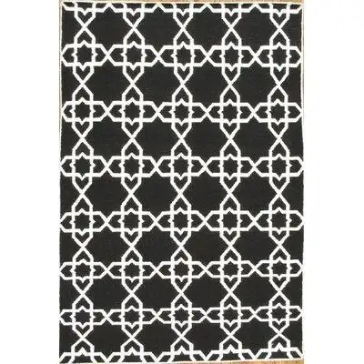 Pasargad Sahara Geometric Wool Black/White Area Rug