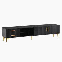Mercer41 Modern TV Stand with 5 Champagne legs, storage TVS up to 77"