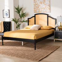 Wholesale Interiors Baxton Studio Librina Classic And Traditional Black Finished Wood Queen Size Platform Bed With Woven