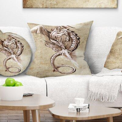 The Twillery Co. Corwin Abstract Fantasy Dragon Tattoo Sketch Pillow in Bedding