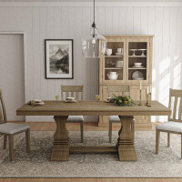One Allium Way Vitti Rectangular 86'' L x 38'' W Double Pedestal Dining Table With 2 Drawers