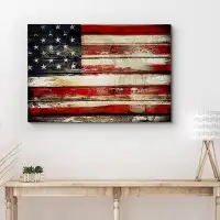 IDEA4WALL Vintage Industrial American Flag Cultural Shapes Wood Effect Panels Modern ArtCountry Ultra