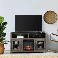 Gracie Oaks TV Stand with Electric Fireplace, Fit up to 65" Flat Screen TV