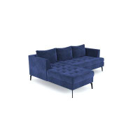 Everly Quinn Zara 93" Wide Velvet Right Hand Facing Corner Sofa & Chaise