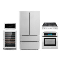 Cosmo 5 Piece Kitchen Package with French Door Refrigerator & 35.88" Gas Cooktop & Wall Oven