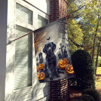 Caroline's Treasures Black Labrador Retriever Spooky Halloween House Flag