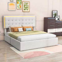 Xiao Hailuo Queen Upholstered Platform Bed With Hydraulic Storage System and LED Lights