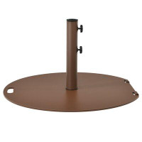 Arlmont & Co. Patiojoy 50lbs Patio Market Umbrella Base Stand Weighted Round Umbrella Holder W/handle & Wheels Brown