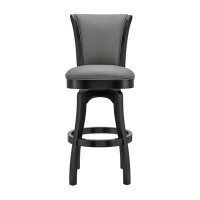 Lux Comfort 41x 23 x 23_41" Grey Faux Leather And Iron Swivel Counter Height Bar Chair