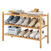 Rebrilliant 3-Tier Bamboo Shoe Rack For Entryway, Stackable | Heavy Duty | Multi-Function