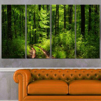 Made in Canada - Design Art 'Fascinating Greenery in Wild Forest' 4 Piece Wrapped Canvas Photograph Set on Canvas