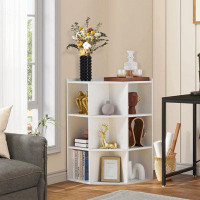 Ebern Designs Open Corner Storage Bookcase With 2 USB And 2 Outlet