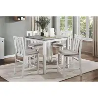 Gracie Oaks 5-Piece Counter Height Set, Table And Upholstered 4 Chairs