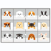 WorldAcc Metal Light Switch Plate Outlet Cover (Cute Puppy Dog Small Grey    - Single Toggle)