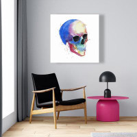 Made in Canada - Wrought Studio Watercolor Colourful Skull Profile printed on canvas. Fine art gallery wrapped canvas 36