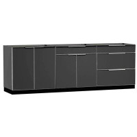 NewAge Products Outdoor Kitchen Aluminum 96" W x 24" D x 36.5" H 3-Piece Modular Cabinet Set