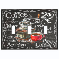 WorldAcc Metal Light Switch Plate Outlet Cover (Fresh Coffee Bean Espresso Latte Maker Cup Brown - Single Toggle)