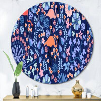 East Urban Home Tropical Plants With Flamingo In Indigo - Patterned Metal Circle Wall Art