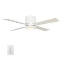 Latitude Run® 52'' Arlo 4 - Blade LED Smart Flush Mount Ceiling Fan with Wall Control and Light Kit Included