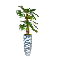 The Twillery Co. Panama Fancher 70" Tall Fan with Burlap Kit Palm Tree in Planter