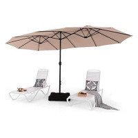 Arlmont & Co. 5ft Double Sided Patio Umbrella with Base Included