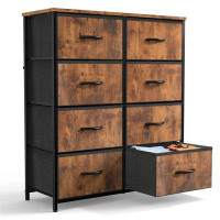 Rebrilliant Colegrove 8 - Drawer Dresser, Tall Dresser & Chest of Drawers Fabric Dresser with Wood Top