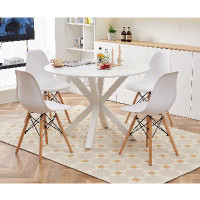 Ivy Bronx 5 Piece Dining Table Set, 42.1 Inch White Cross Leg Dining Table