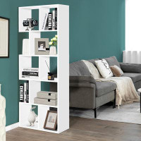 Ebern Designs Ebern Designs 63'''' Wooden 5-tier Geometric Bookshelf S-shaped Display Shelf Stand Room Divider